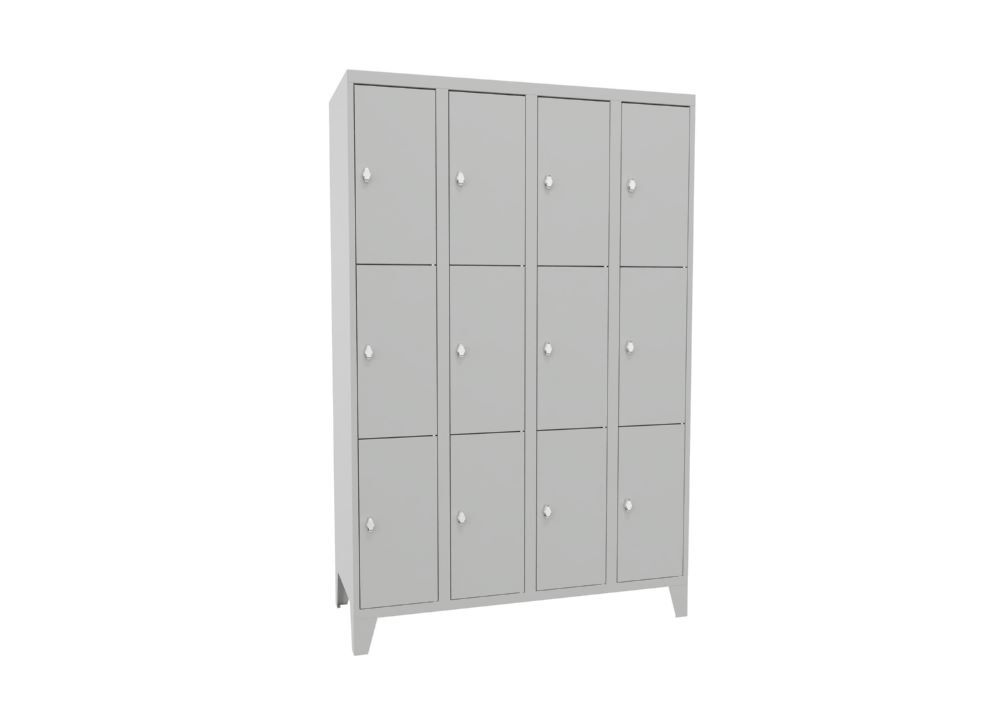 Produktbild PAVOY Schließfachschrank mit Füßen 1850x1200x500 mm 12 Fächer RAL 7035 Lichtgrau