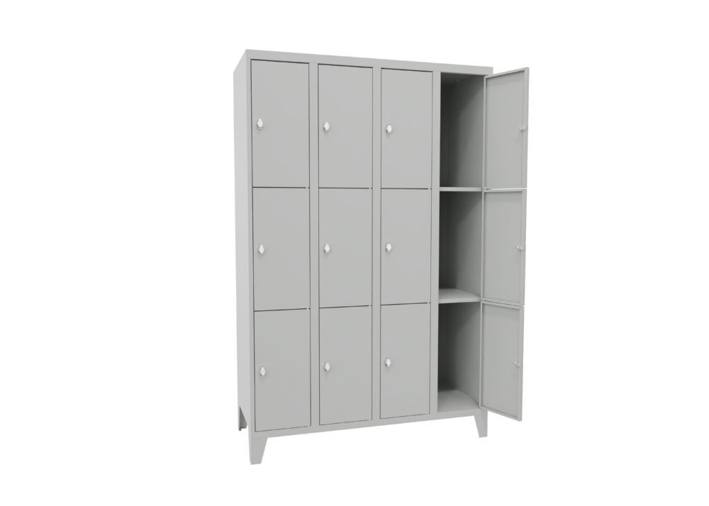 Produktbild Schließfachschrank mit Füßen, 1850x1200x500 mm, 12 Fächer, RAL 7035 Lichtgrau bild 2