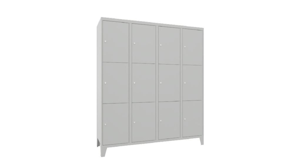 Produktbild PAVOY Schließfachschrank mit Füßen 1850x1600x500 mm 12 Fächer RAL 7035 Lichtgrau