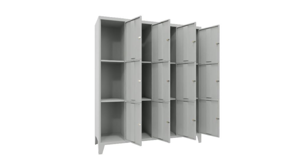 Produktbild Schließfachschrank mit Füßen, 1850x1600x500 mm, 12 Fächer, RAL 7035 Lichtgrau bild 2