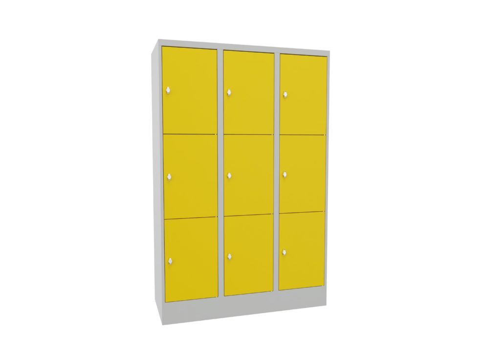 Produktbild PAVOY Schließfachschrank mit Sockel 1850x1200x500 glatte Türen RAL 7035/1018