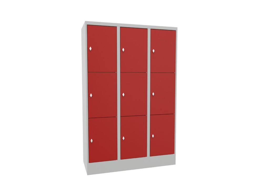 Produktbild PAVOY Schließfachschrank mit Sockel 1850x1200x500 glatte Türen RAL 7035/3000