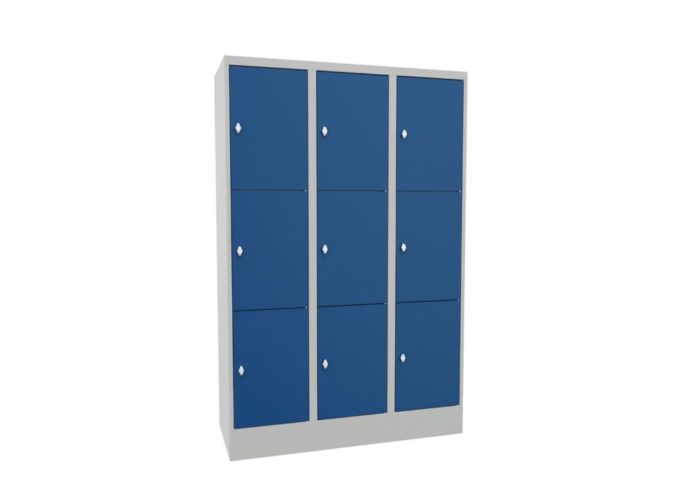 Produktbild PAVOY Schließfachschrank mit Sockel 1850x1200x500 glatte Türen RAL 7035/5010