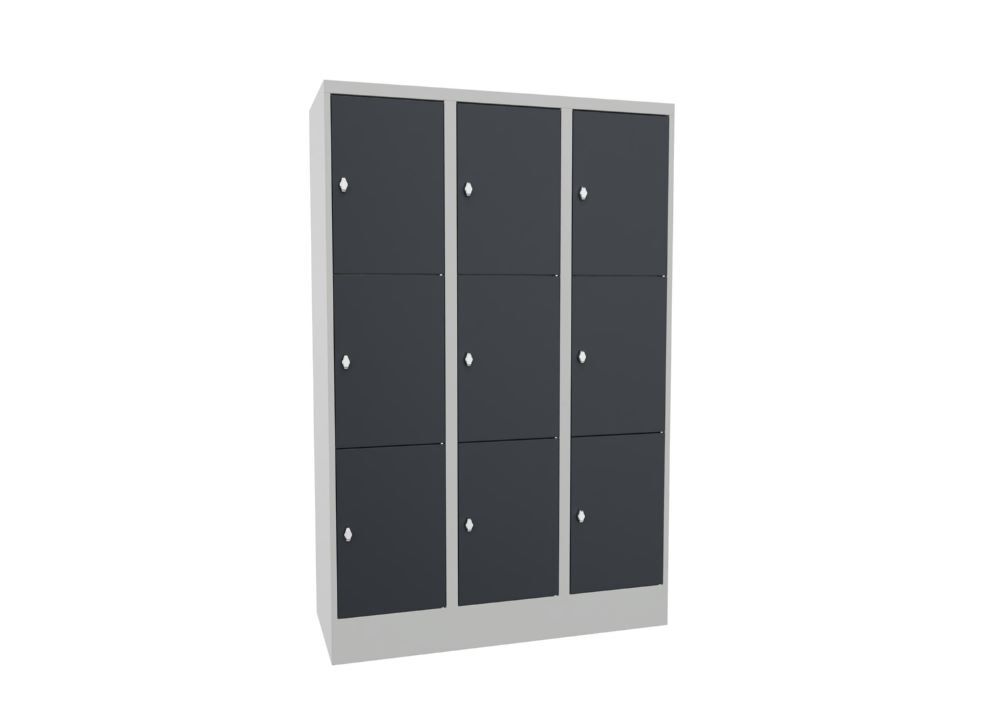 Produktbild PAVOY Schließfachschrank mit Sockel 1850x1200x500 glatte Türen RAL 7035/7016