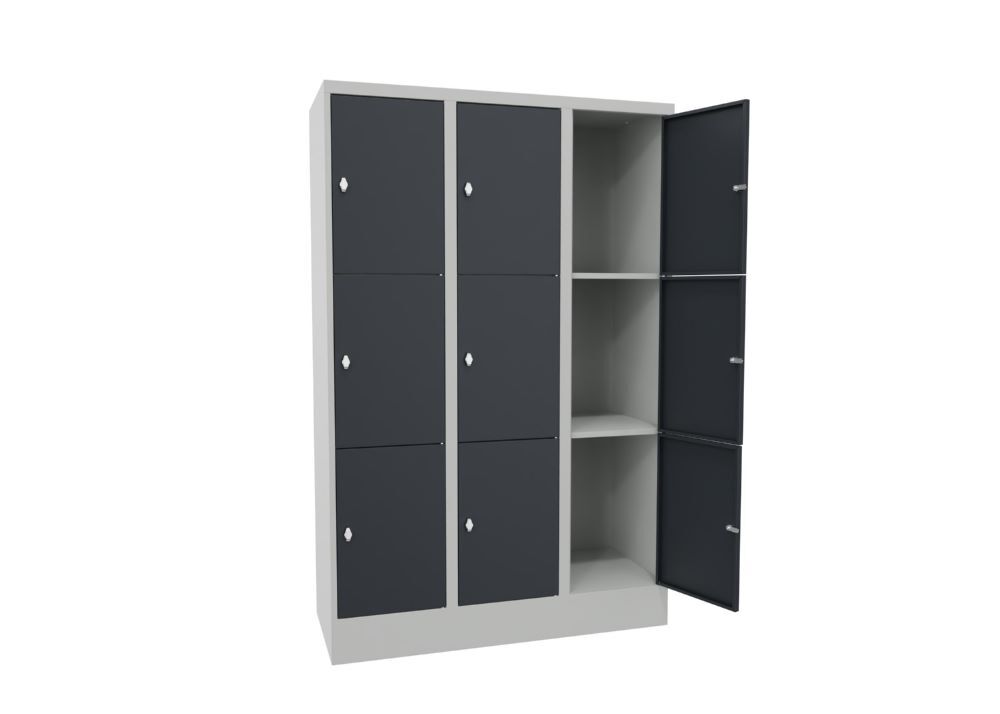 Produktbild Schließfachschrank mit Sockel 1850x1200x500, 3b x ,3h, Drehr., AB 400, glatte Tü bild 2