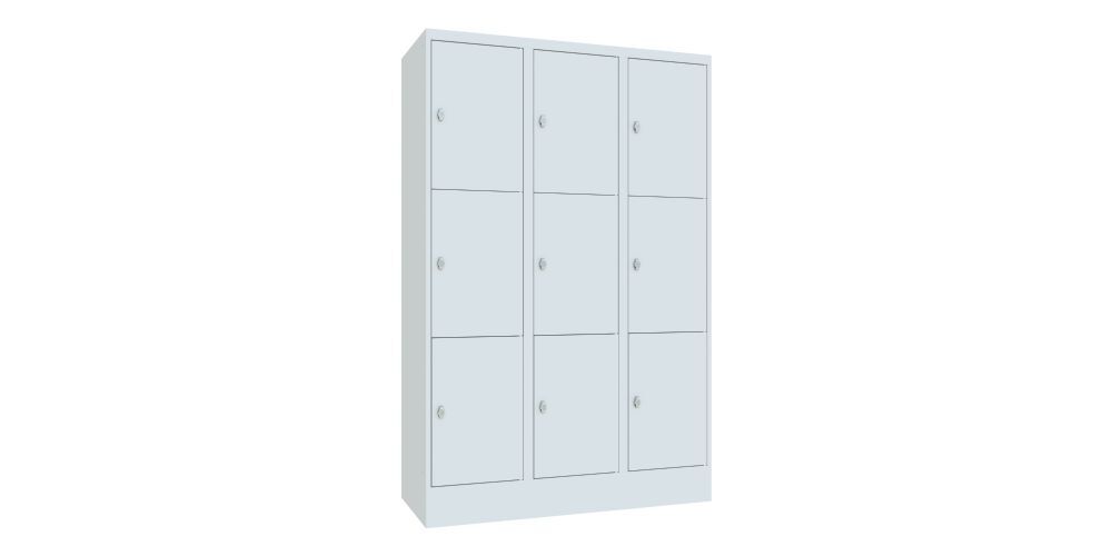 Produktbild PAVOY Schließfachschrank mit Sockel 1850x1200x500 glatte Türen RAL 7035