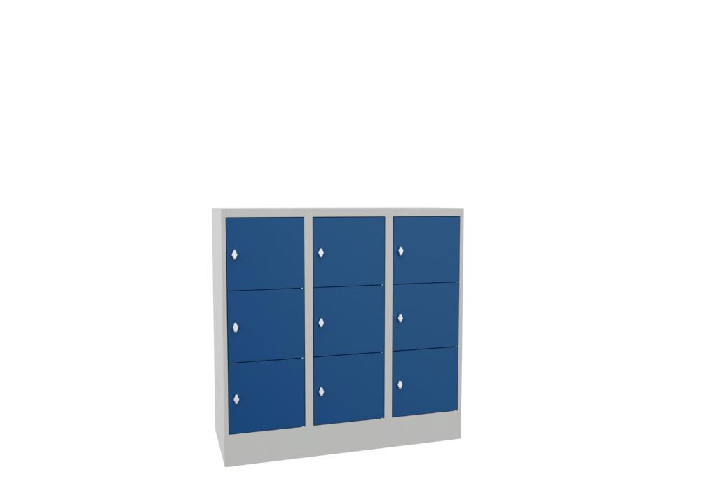 Produktbild PAVOY Schließfachschrank mit Sockel 1187x1200x500 glatte Türen RAL 7035/5010