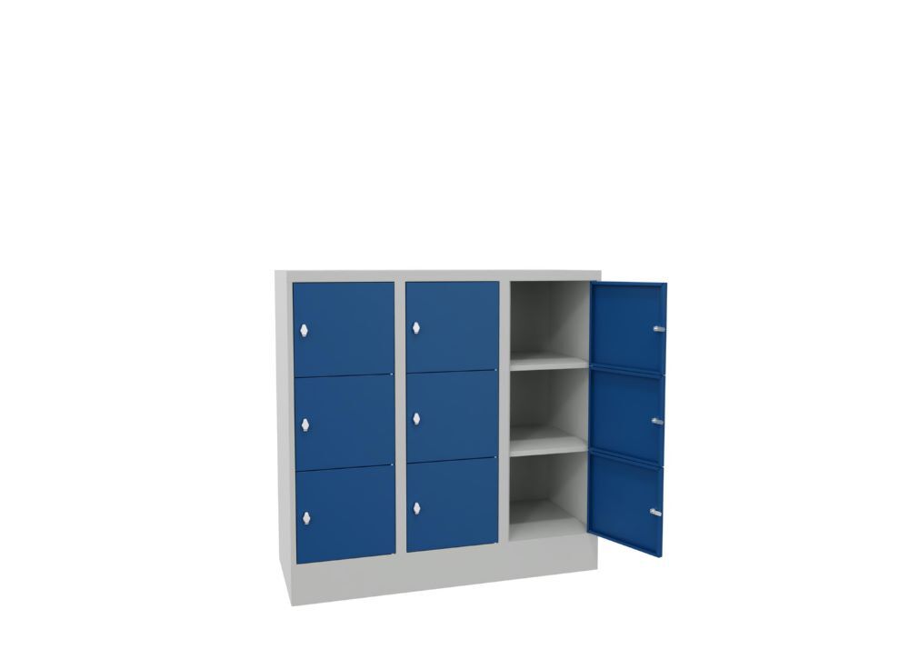 Produktbild Schließfachschrank mit Sockel 1187x1200x500, 3b x 3h, Drehr., AB 400, glatte Tür bild 2