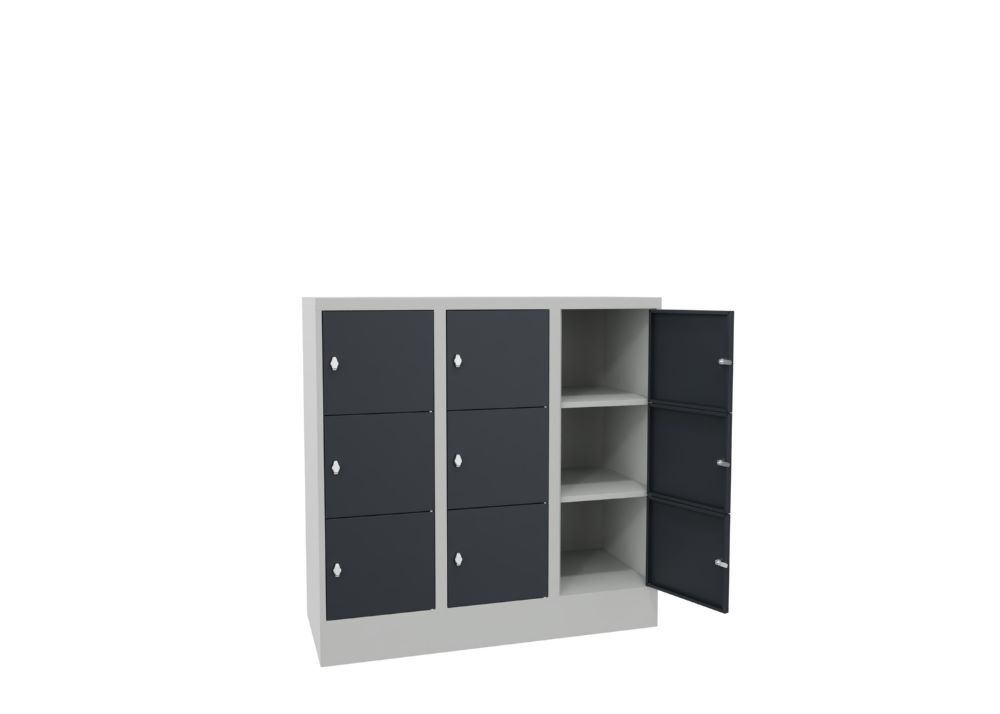 Produktbild Schließfachschrank mit Sockel 1187x1200x500, 3b x 3h, Drehr., AB 400, glatte Tür bild 2