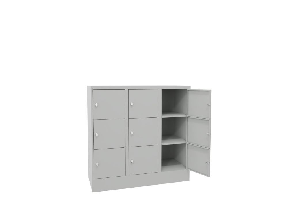 Produktbild Schließfachschrank mit Sockel 1187x1200x500, 3b x 3h, Drehr., AB 400, glatte Tür bild 2
