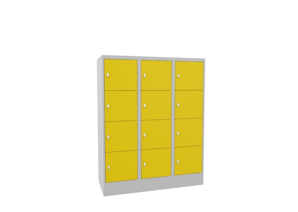 Produktbild PAVOY Schließfachschrank mit Sockel 1518/500/1200 glatte Türen RAL 7035/1018
