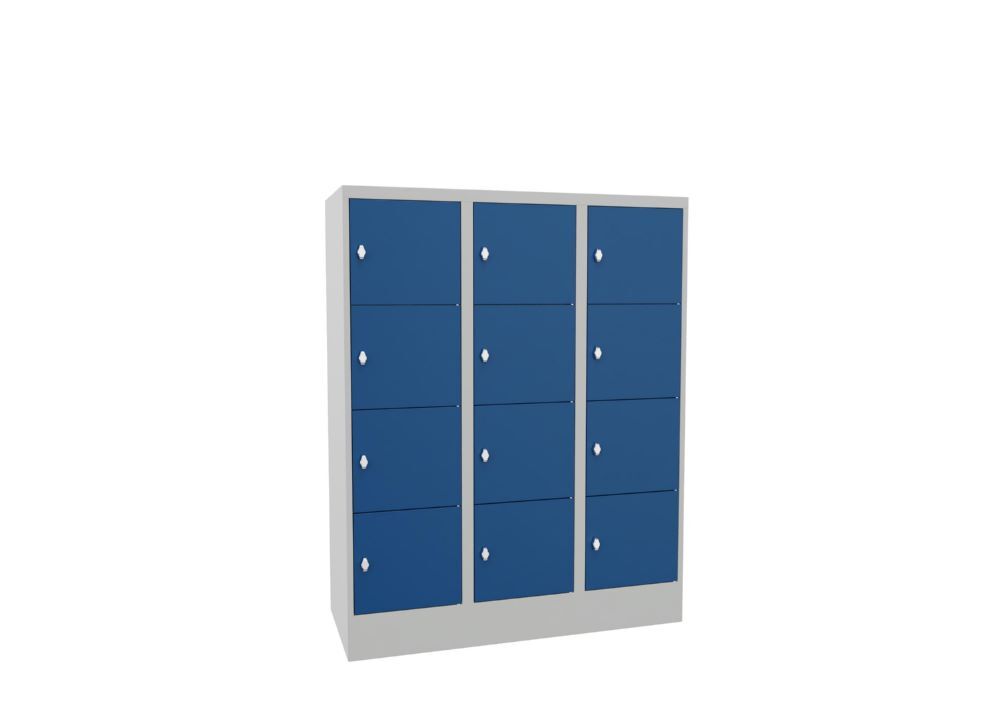 Produktbild PAVOY Schließfachschrank mit Sockel 1518/500/1200 glatte Türen RAL 7035/5010