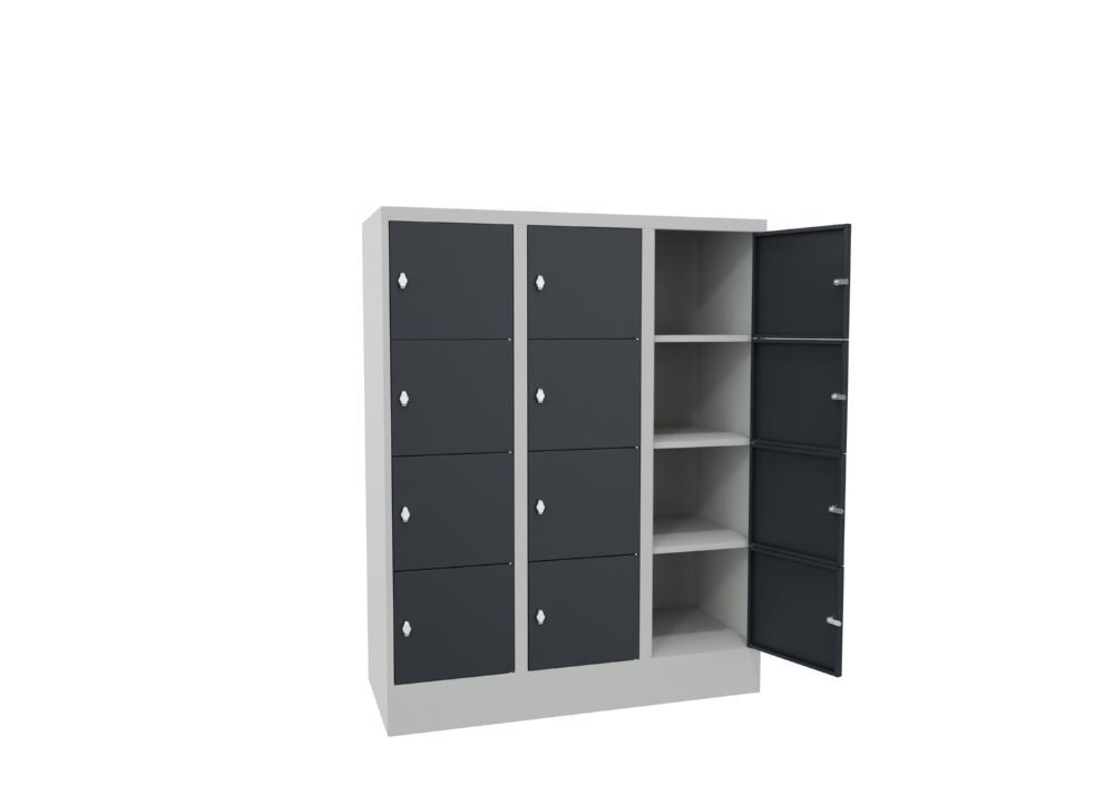Produktbild Schließfachschrank mit Sockel 1518/500/1200, 3b x 4h, Drehr., AB 400, glatte Tür bild 2