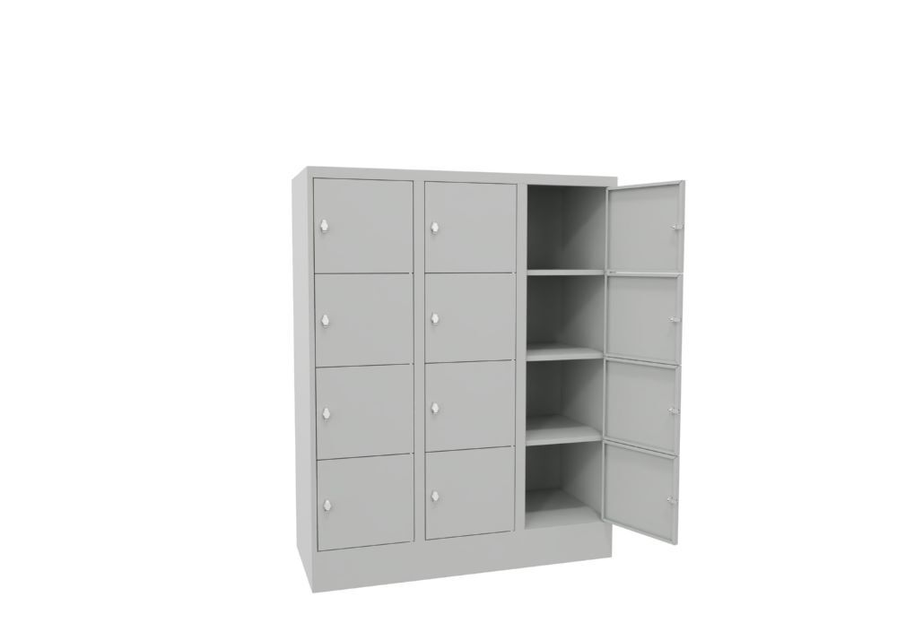 Produktbild Schließfachschrank mit Sockel 1518/500/1200, 3b x 4h, Drehr., AB 400, glatte Tür bild 2