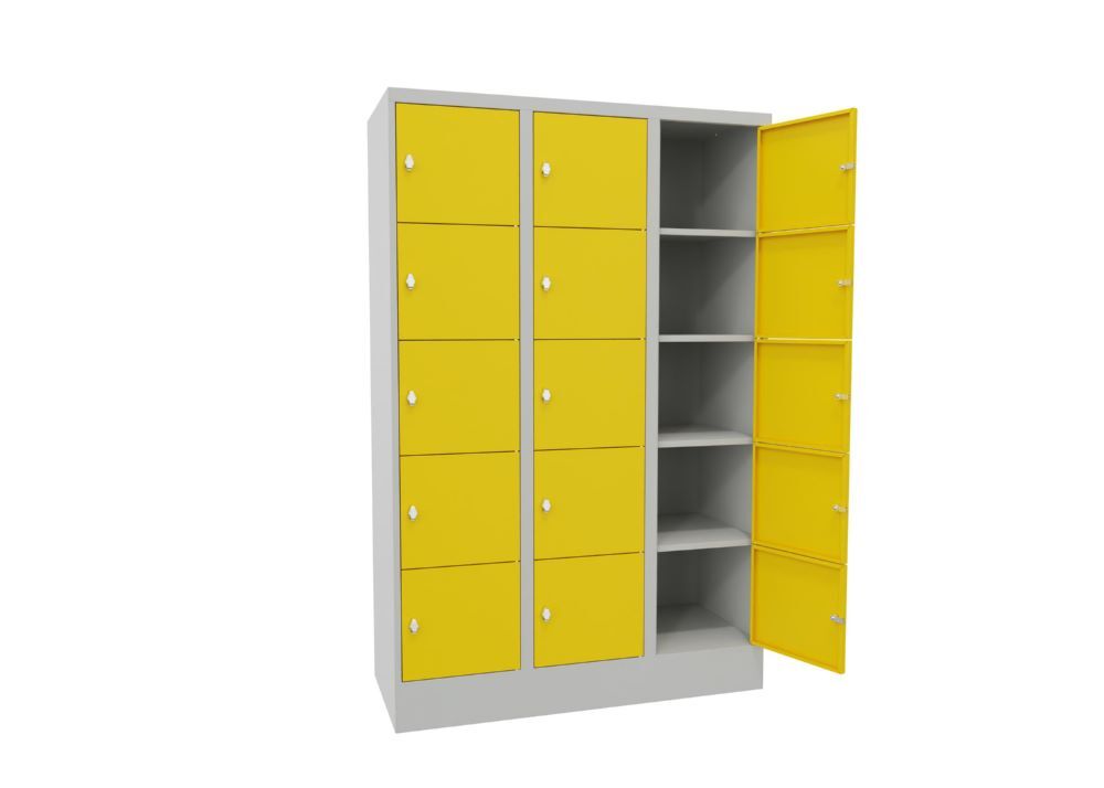 Produktbild PAVOY Schließfachschrank mit Sockel 1850x1200x500 glatte Türen RAL 7035/1018