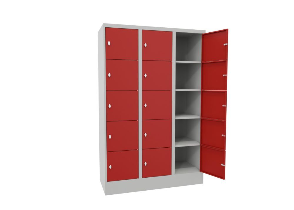 Produktbild PAVOY Schließfachschrank mit Sockel 1850x1200x500 glatte Türen RAL 7035/3000