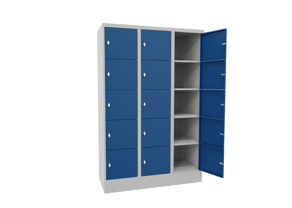 Produktbild PAVOY Schließfachschrank mit Sockel 1850x1200x500 glatte Türen RAL 7035/5010