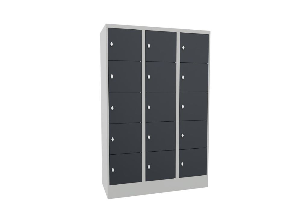 Produktbild Schließfachschrank mit Sockel 1850x1200x500, 3b x 5h, Drehr., AB 400, glatte Tür bild 2
