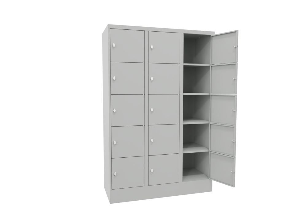 Produktbild PAVOY Schließfachschrank mit Sockel 1850x1200x500 glatte Türen RAL 7035