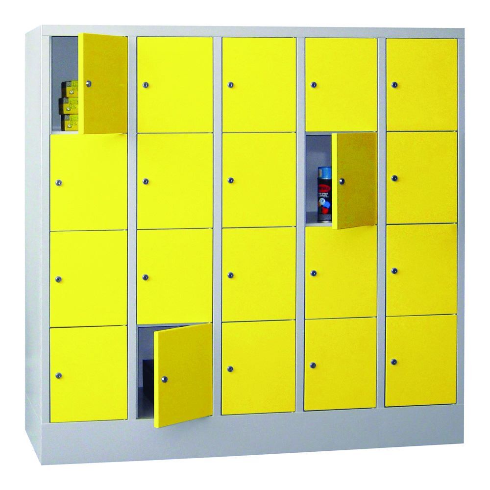 Produktbild PAVOY Schließfachschrank mit Sockel 1518x1500x500 glatte Tür RAL 7035/1018