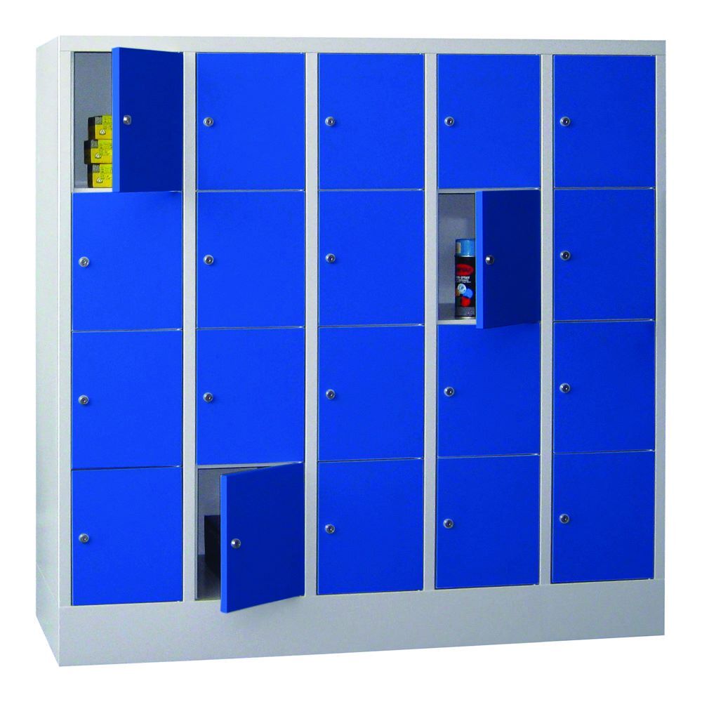 Produktbild PAVOY Schließfachschrank mit Sockel 1518x1500x500 glatte Tür RAL 7035/5010