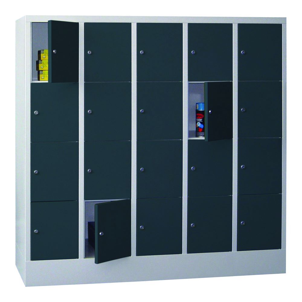 Produktbild PAVOY Schließfachschrank mit Sockel 1518x1500x500 glatte Tür RAL 7035/