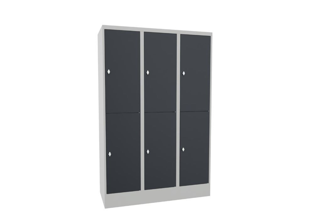 Produktbild PAVOY Schließfachschrank mit Sockel 1850x1200x500 glatte Türen RAL 7035/7016