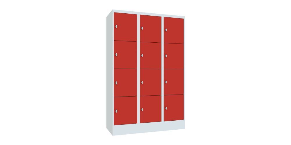 Produktbild PAVOY Schließfachschrank mit Sockel 1850x1200x500 glatte Türen RAL 7035/3000