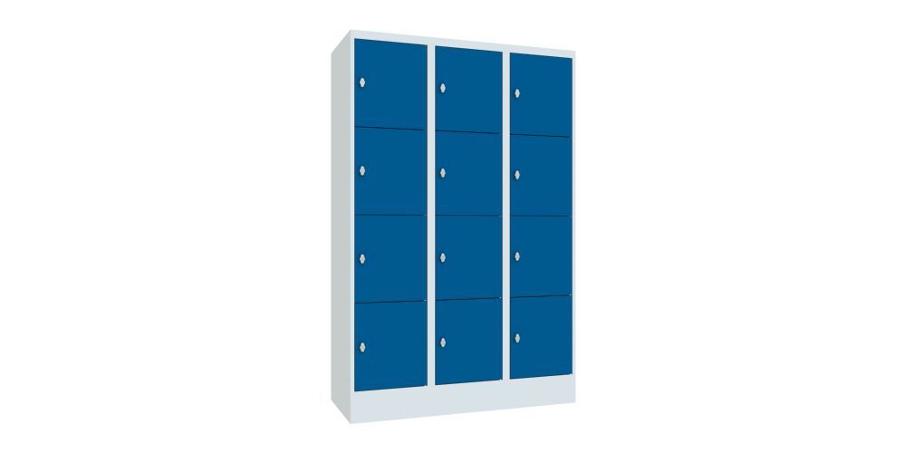 Produktbild PAVOY Schließfachschrank mit Sockel 1850x1200x500 glatte Türen RAL 7035/5010