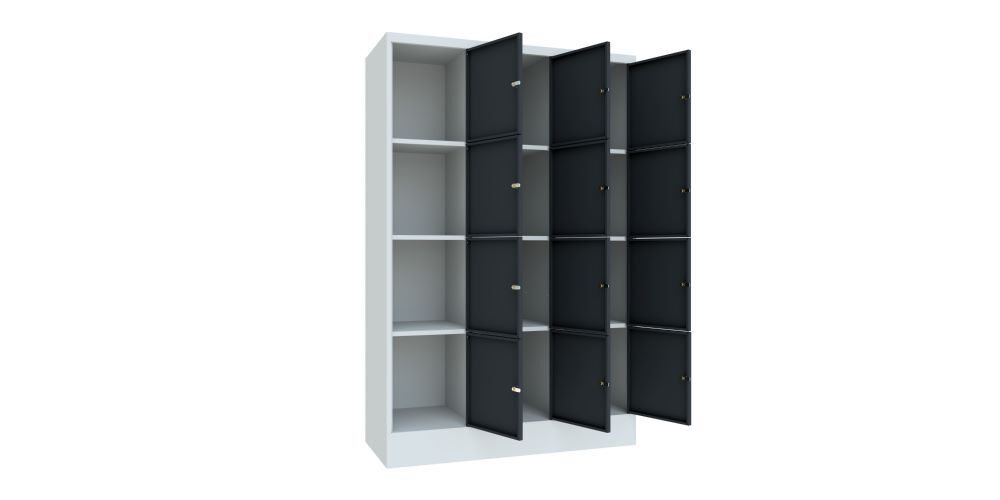 Produktbild Schließfachschrank mit Sockel 1850x1200x500, 3b x 4h, Drehr., AB 400, glatte Tür bild 2