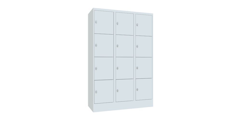 Produktbild PAVOY Schließfachschrank mit Sockel 1850x1200x500 glatte Türen RAL 7035