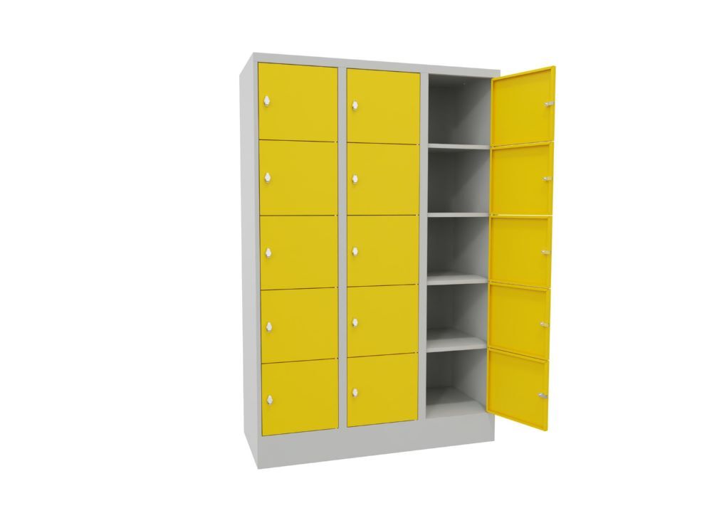 Produktbild PAVOY Schließfachschrank mit Sockel 1850x1200x500 glatte Türen RAL 7035/1018