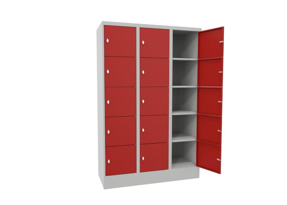 Produktbild PAVOY Schließfachschrank mit Sockel 1850x1200x500 glatte Türen RAL 7035/3000