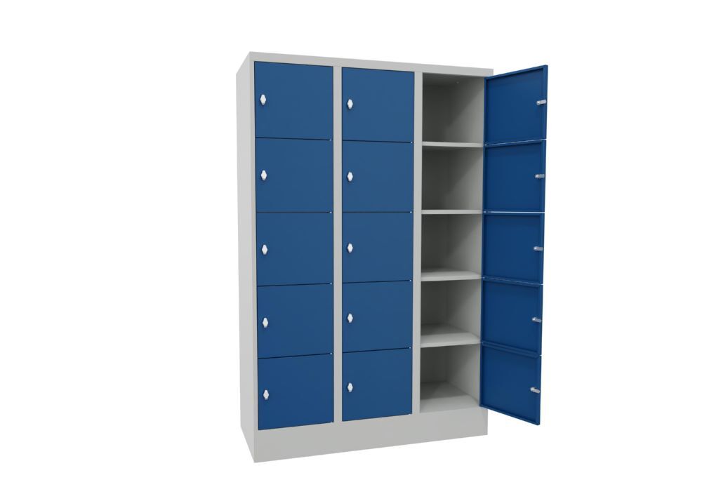 Produktbild PAVOY Schließfachschrank mit Sockel 1850x1200x500 glatte Türen RAL 7035/5010