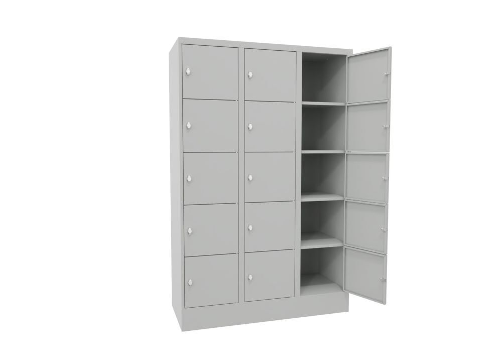 Produktbild PAVOY Schließfachschrank mit Sockel 1850x1200x500 glatte Türen RAL 7035