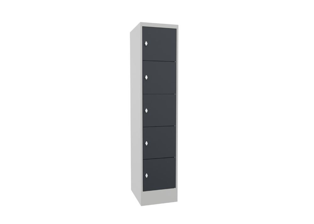 Produktbild PAVOY Schließfachschrank mit Sockel 1850x400x500 glatte Türen RAL 7035/7016