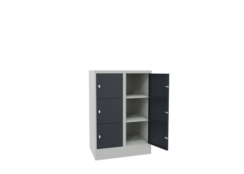 Produktbild Schließfachschrank mit Sockel 1187x800x500, 2b x 3h, Drehr., AB 400, glatte Türe bild 2