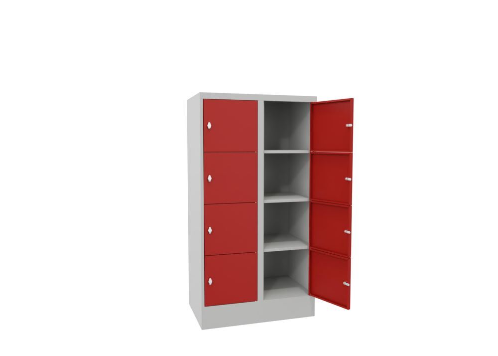 Produktbild Schließfachschrank mit Sockel 1518x800x500, 2b x 4h, Drehr., AB 400, glatte Türe bild 2