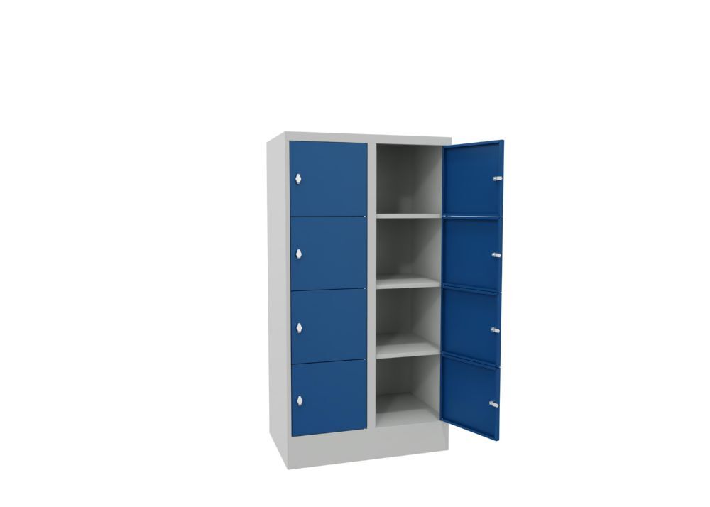 Produktbild Schließfachschrank mit Sockel 1518x800x500, 2b x 4h, Drehr., AB 400, glatte Türe bild 2
