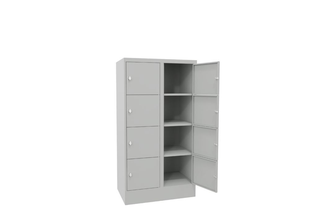 Produktbild Schließfachschrank mit Sockel 1518x800x500, 2b x 4h, Drehr., AB 400, glatte Türe bild 2