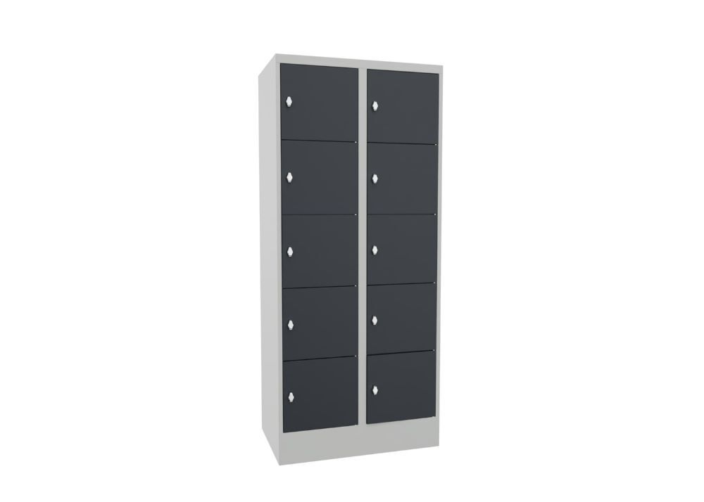 Produktbild PAVOY Schließfachschrank mit Sockel 1850x800x500 glatte Türen RAL 7035/7016