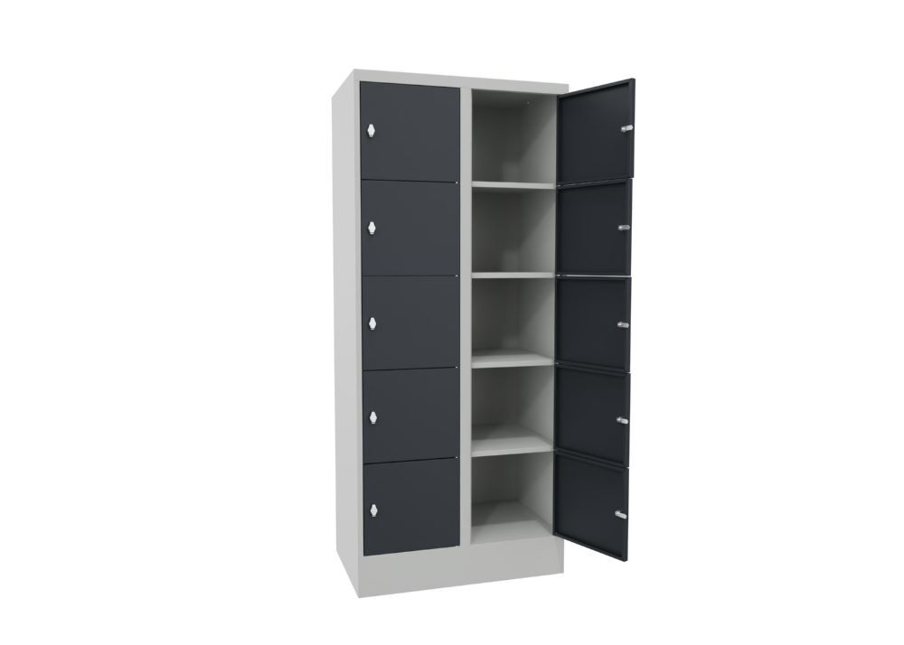 Produktbild Schließfachschrank mit Sockel 1850x800x500, 2b x 5h, Drehr., AB 400, glatte Türe bild 2