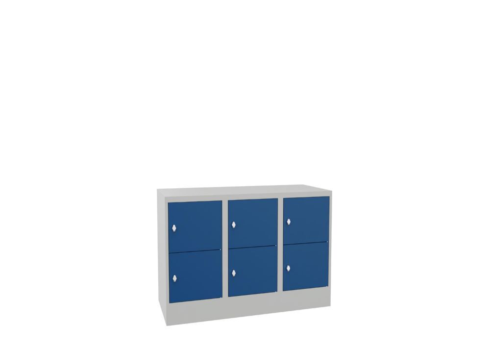 Produktbild PAVOY Schließfachschrank mit Sockel 855x1200x500 glatte Türen RAL 7035/5010