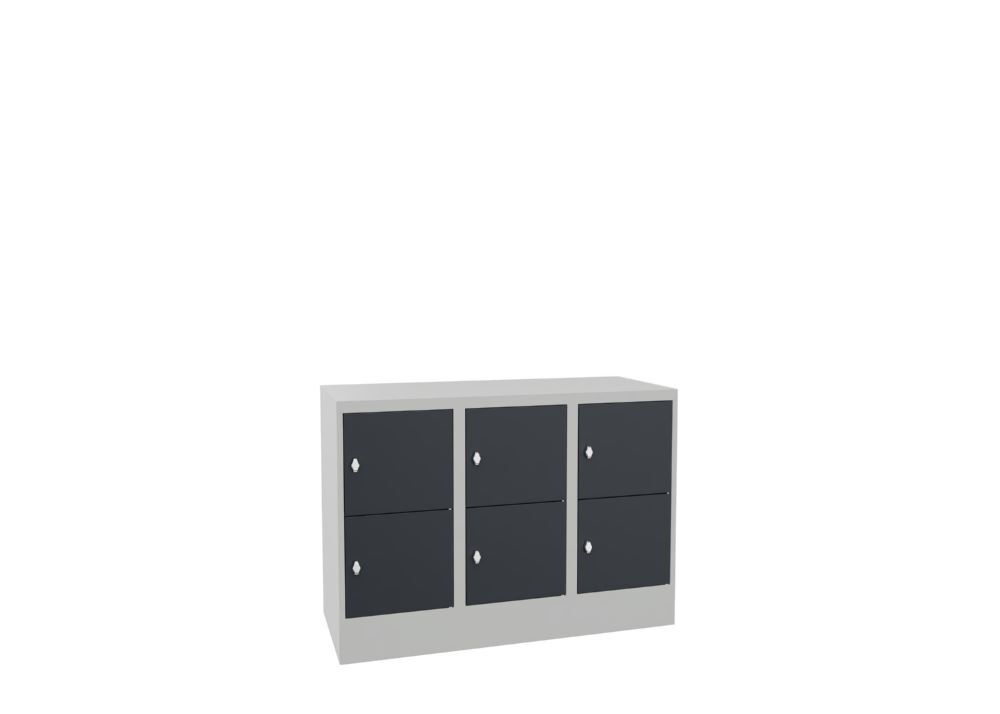 Produktbild PAVOY Schließfachschrank mit Sockel 855x1200x500 glatte Türen RAL 7035/7016