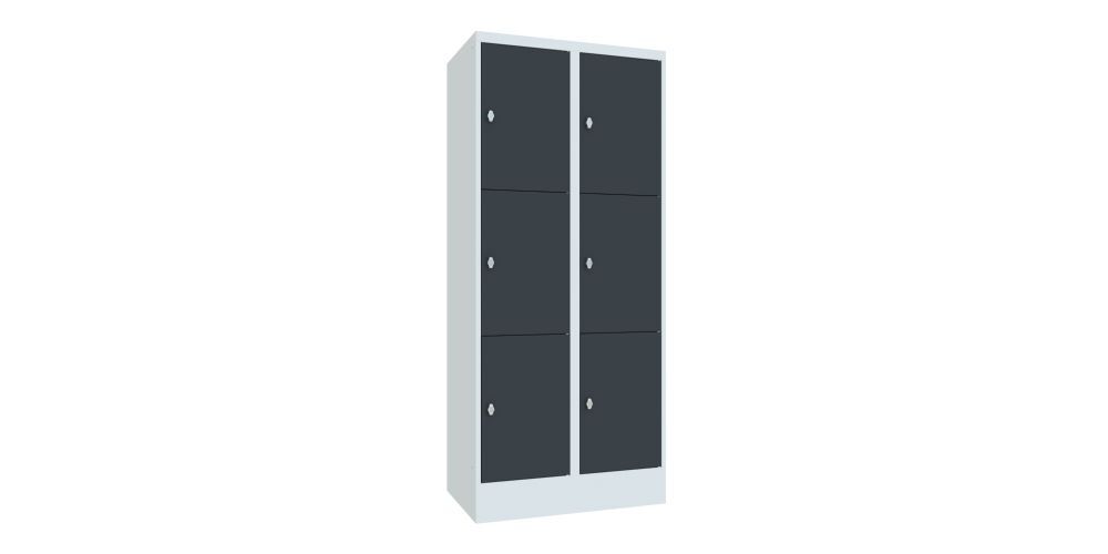 Produktbild PAVOY Schließfachschrank mit Sockel 1850x800x500 glatte Türen RAL 7035/7016