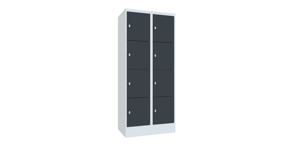 Produktbild PAVOY Schließfachschrank mit Sockel 1850x800x500 glatte Türen RAL 7035/7016