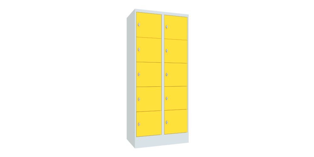 Produktbild PAVOY Schließfachschrank mit Sockel 1850x800x500 glatte Türen RAL 7035/1018