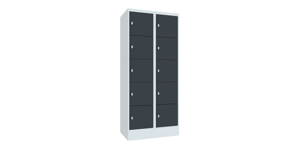 Produktbild PAVOY Schließfachschrank mit Sockel 1850x800x500 glatte Türen RAL 7035/7016