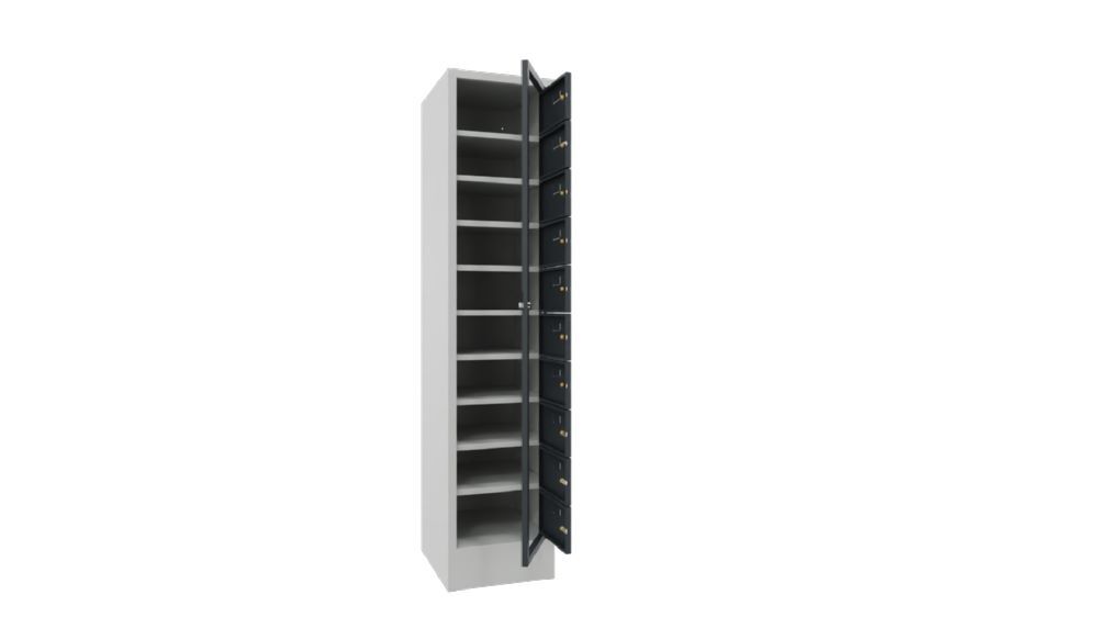 Produktbild Schließfachschrank mit Sockel, 1850x400x500 mm, 10 Fächer, RAL 7035/7016 bild 2
