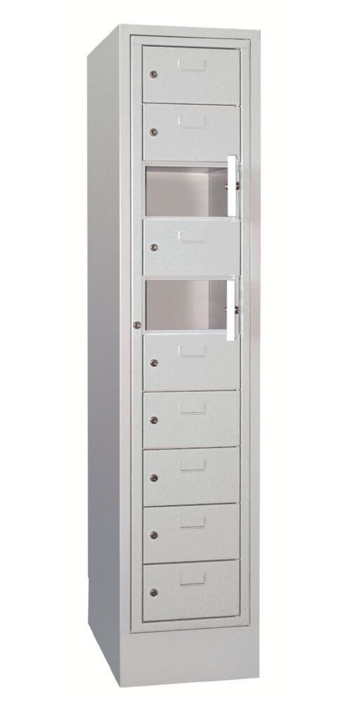 Produktbild PAVOY Schließfachschrank mit Sockel 1850x400x500 mm 10 Fächer RAL 7035